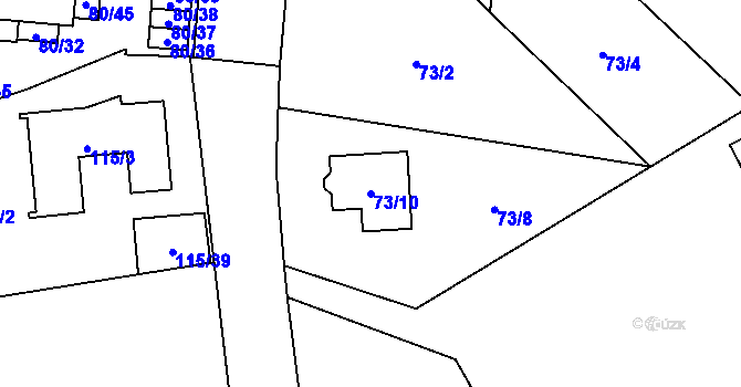 Parcela st. 73/10 v KÚ Uhříněves, Katastrální mapa
