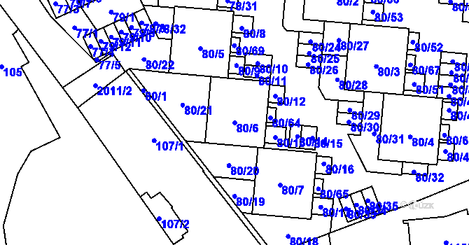 Parcela st. 80/6 v KÚ Uhříněves, Katastrální mapa