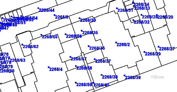 Parcela st. 2268/36 v KÚ Uhříněves, Katastrální mapa
