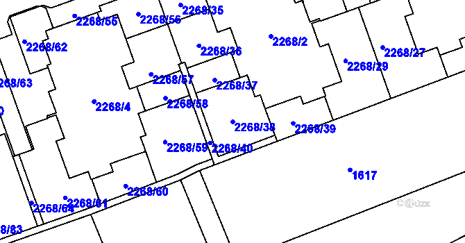 Parcela st. 2268/38 v KÚ Uhříněves, Katastrální mapa