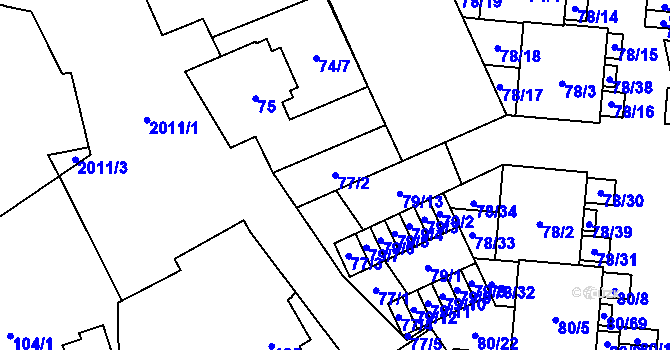 Parcela st. 77/2 v KÚ Uhříněves, Katastrální mapa
