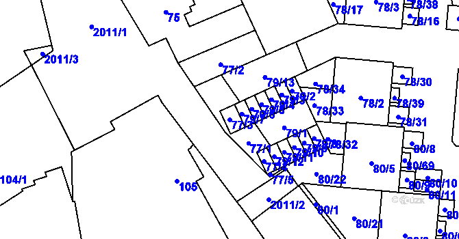Parcela st. 77/3 v KÚ Uhříněves, Katastrální mapa