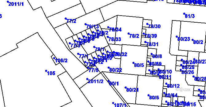 Parcela st. 79/9 v KÚ Uhříněves, Katastrální mapa