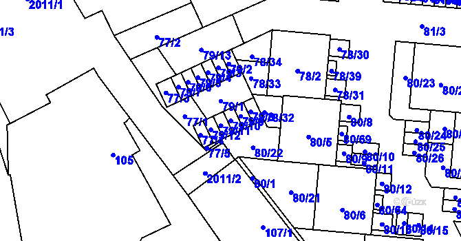 Parcela st. 79/10 v KÚ Uhříněves, Katastrální mapa