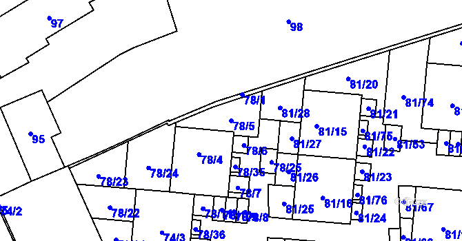 Parcela st. 78/5 v KÚ Uhříněves, Katastrální mapa