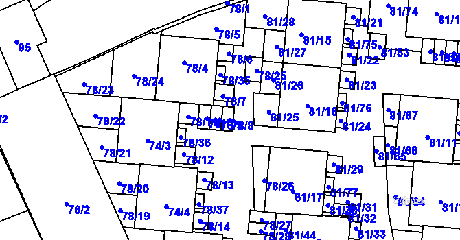 Parcela st. 78/8 v KÚ Uhříněves, Katastrální mapa