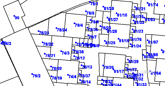 Parcela st. 78/10 v KÚ Uhříněves, Katastrální mapa
