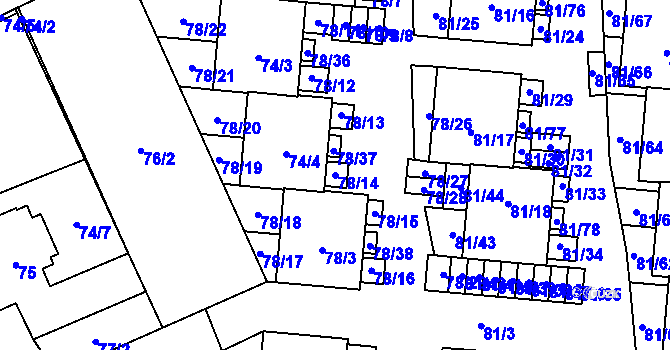 Parcela st. 78/14 v KÚ Uhříněves, Katastrální mapa