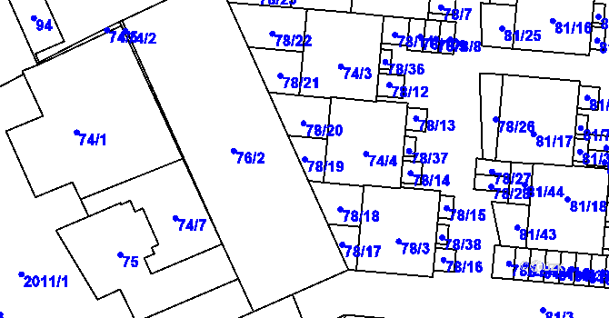 Parcela st. 78/19 v KÚ Uhříněves, Katastrální mapa