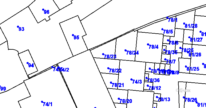 Parcela st. 78/23 v KÚ Uhříněves, Katastrální mapa
