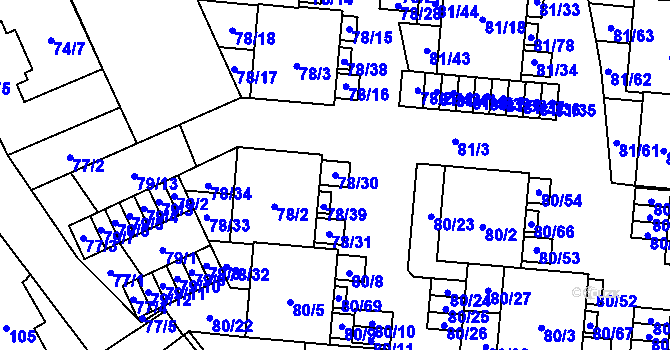 Parcela st. 78/30 v KÚ Uhříněves, Katastrální mapa