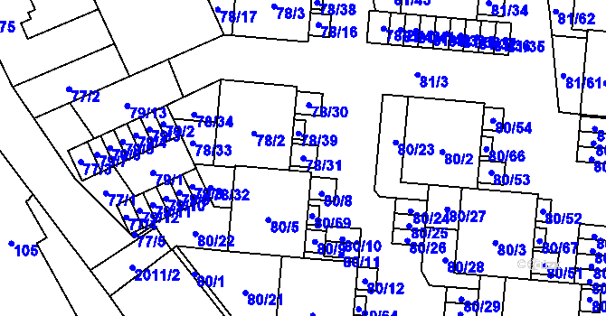 Parcela st. 78/31 v KÚ Uhříněves, Katastrální mapa