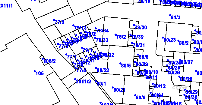 Parcela st. 78/32 v KÚ Uhříněves, Katastrální mapa