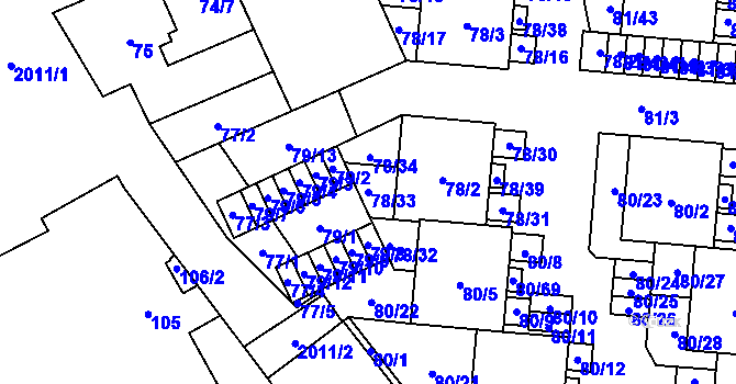 Parcela st. 78/33 v KÚ Uhříněves, Katastrální mapa