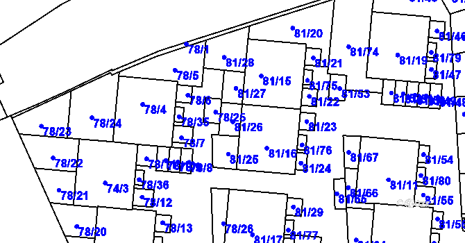 Parcela st. 81/26 v KÚ Uhříněves, Katastrální mapa