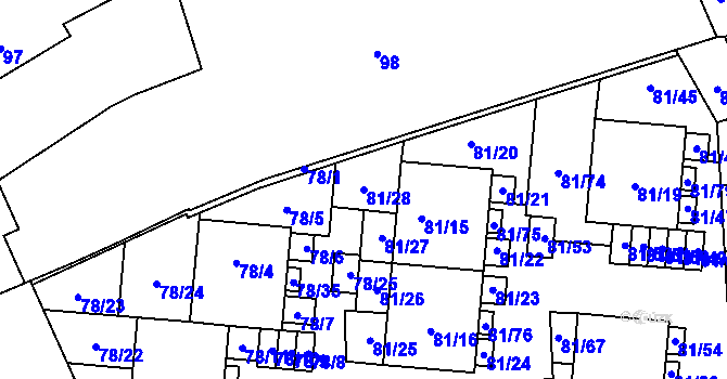 Parcela st. 81/28 v KÚ Uhříněves, Katastrální mapa