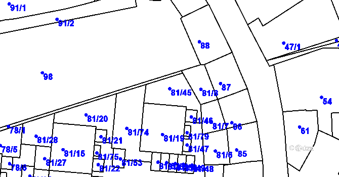 Parcela st. 81/45 v KÚ Uhříněves, Katastrální mapa