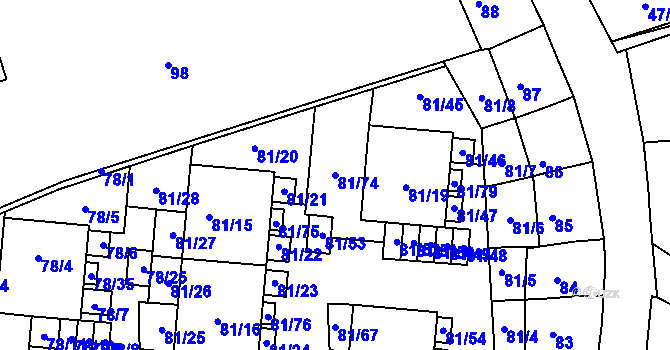 Parcela st. 81/74 v KÚ Uhříněves, Katastrální mapa