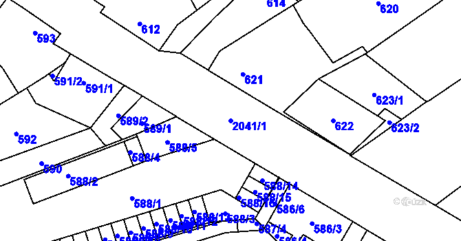 Parcela st. 2041/1 v KÚ Uhříněves, Katastrální mapa