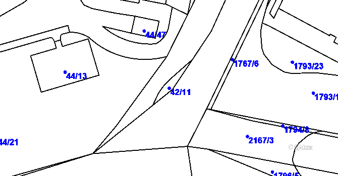 Parcela st. 42/11 v KÚ Uhříněves, Katastrální mapa