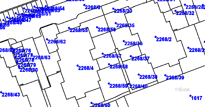 Parcela st. 2268/57 v KÚ Uhříněves, Katastrální mapa