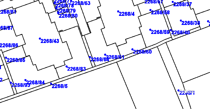 Parcela st. 2268/61 v KÚ Uhříněves, Katastrální mapa