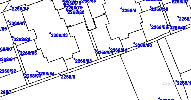 Parcela st. 2268/64 v KÚ Uhříněves, Katastrální mapa