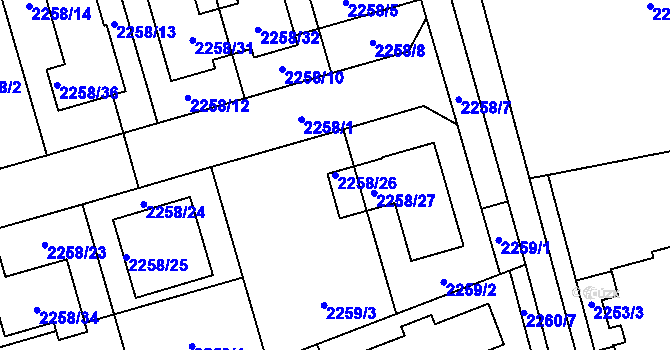 Parcela st. 2258/26 v KÚ Uhříněves, Katastrální mapa