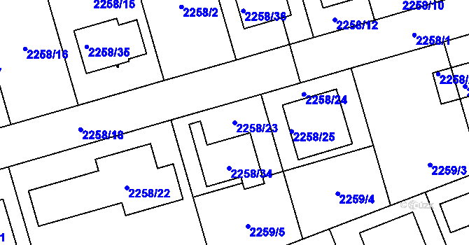 Parcela st. 2258/23 v KÚ Uhříněves, Katastrální mapa