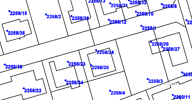 Parcela st. 2258/24 v KÚ Uhříněves, Katastrální mapa