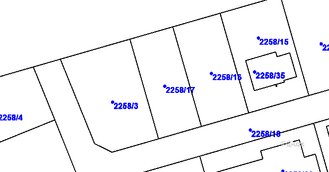Parcela st. 2258/17 v KÚ Uhříněves, Katastrální mapa