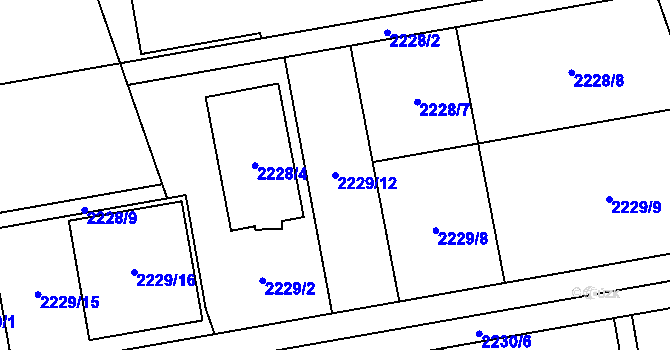 Parcela st. 2229/12 v KÚ Uhříněves, Katastrální mapa
