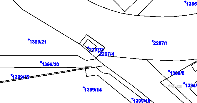 Parcela st. 2207/4 v KÚ Uhříněves, Katastrální mapa