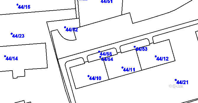 Parcela st. 44/55 v KÚ Uhříněves, Katastrální mapa