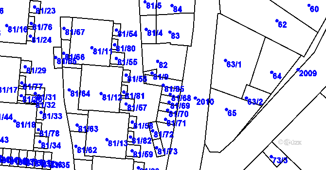 Parcela st. 81/85 v KÚ Uhříněves, Katastrální mapa