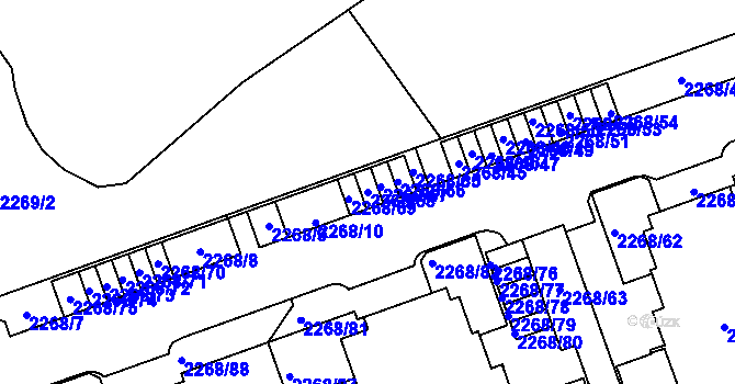 Parcela st. 2268/68 v KÚ Uhříněves, Katastrální mapa