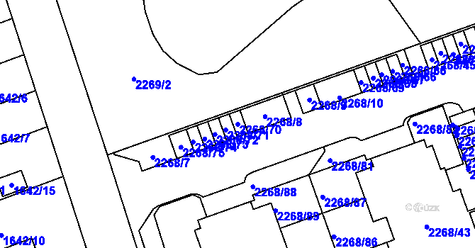 Parcela st. 2268/70 v KÚ Uhříněves, Katastrální mapa
