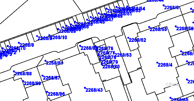 Parcela st. 2268/77 v KÚ Uhříněves, Katastrální mapa
