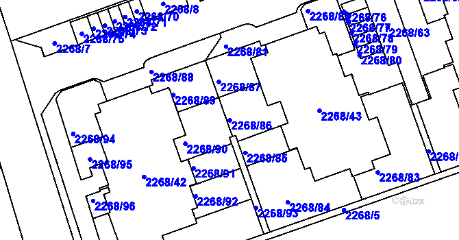 Parcela st. 2268/86 v KÚ Uhříněves, Katastrální mapa