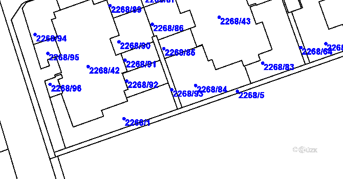 Parcela st. 2268/93 v KÚ Uhříněves, Katastrální mapa