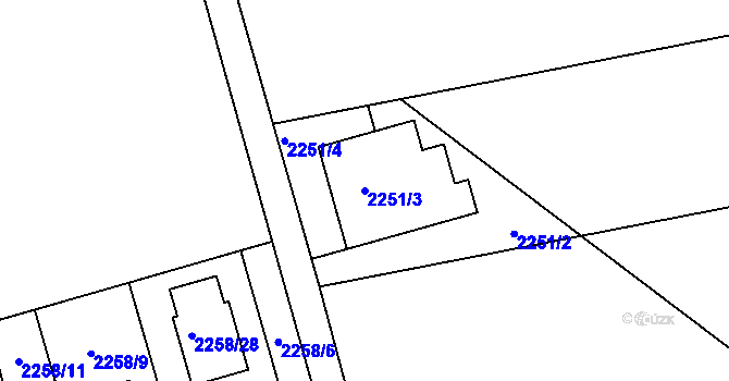 Parcela st. 2251/3 v KÚ Uhříněves, Katastrální mapa