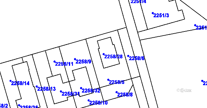 Parcela st. 2258/28 v KÚ Uhříněves, Katastrální mapa