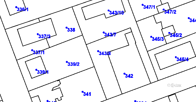 Parcela st. 343/8 v KÚ Uhříněves, Katastrální mapa