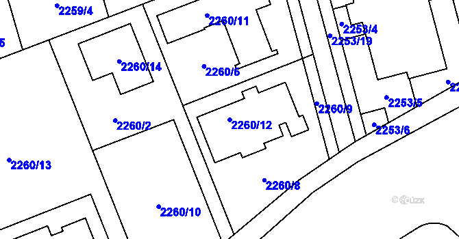 Parcela st. 2260/12 v KÚ Uhříněves, Katastrální mapa