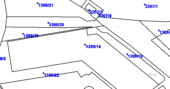 Parcela st. 1399/14 v KÚ Uhříněves, Katastrální mapa