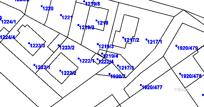 Parcela st. 1219/4 v KÚ Uhříněves, Katastrální mapa