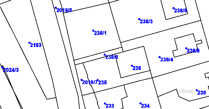 Parcela st. 238/8 v KÚ Uhříněves, Katastrální mapa