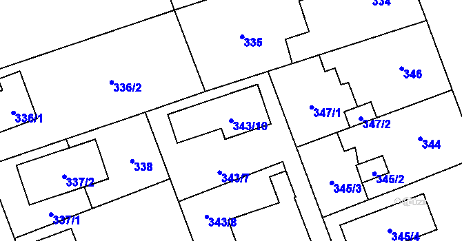 Parcela st. 343/10 v KÚ Uhříněves, Katastrální mapa