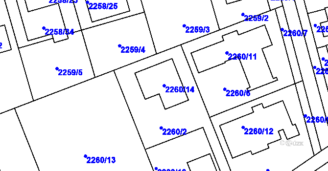 Parcela st. 2260/14 v KÚ Uhříněves, Katastrální mapa