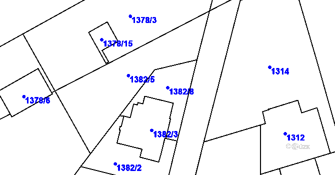 Parcela st. 1382/8 v KÚ Uhříněves, Katastrální mapa